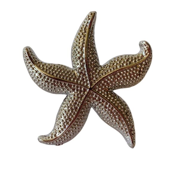 Coastal Starfish Napkin Ring Holder Set of 4 Silver Textured Table Beach Home - Picture 10 of 11